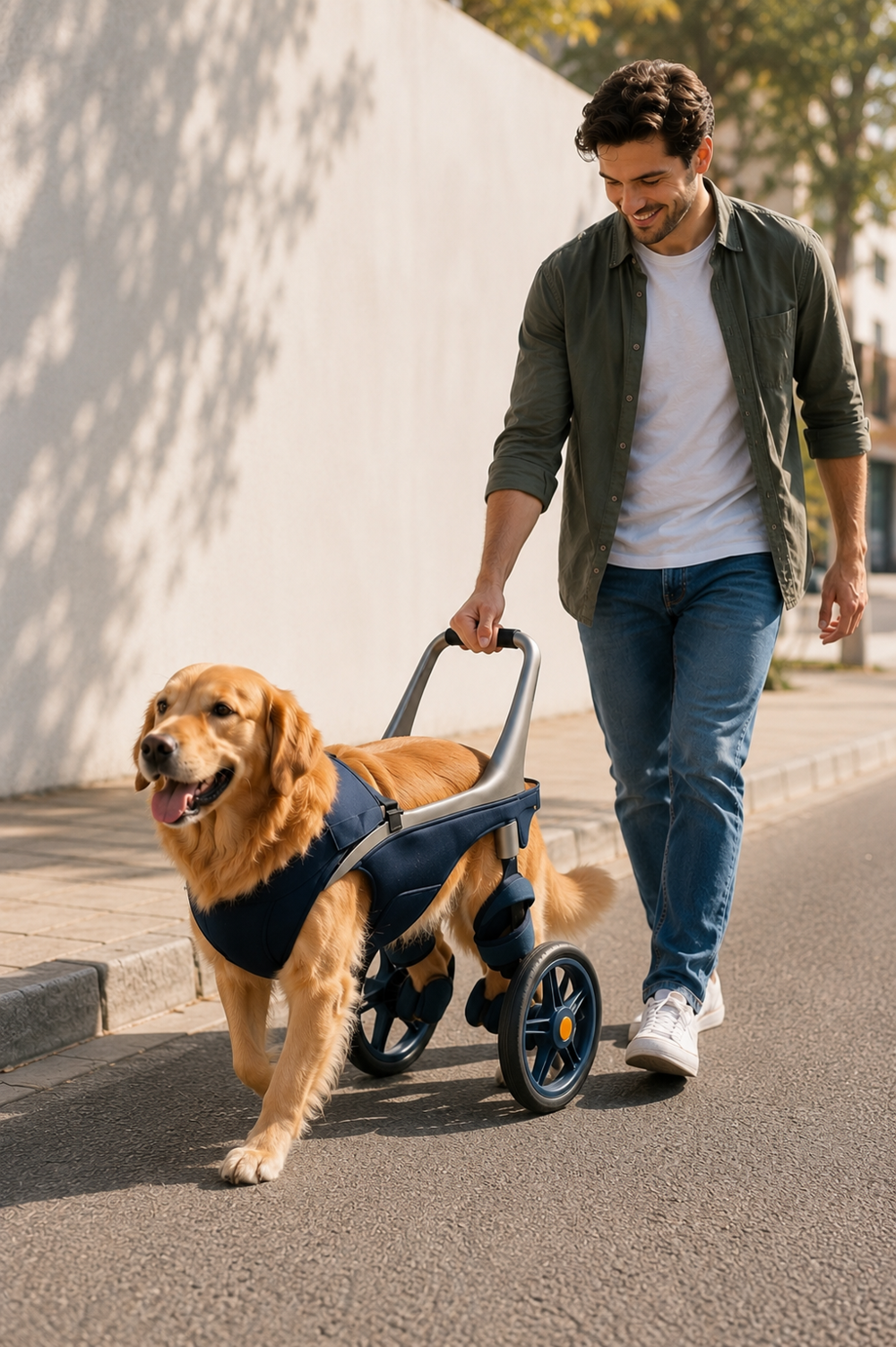 Perro con dispositivo de movilidad Ache